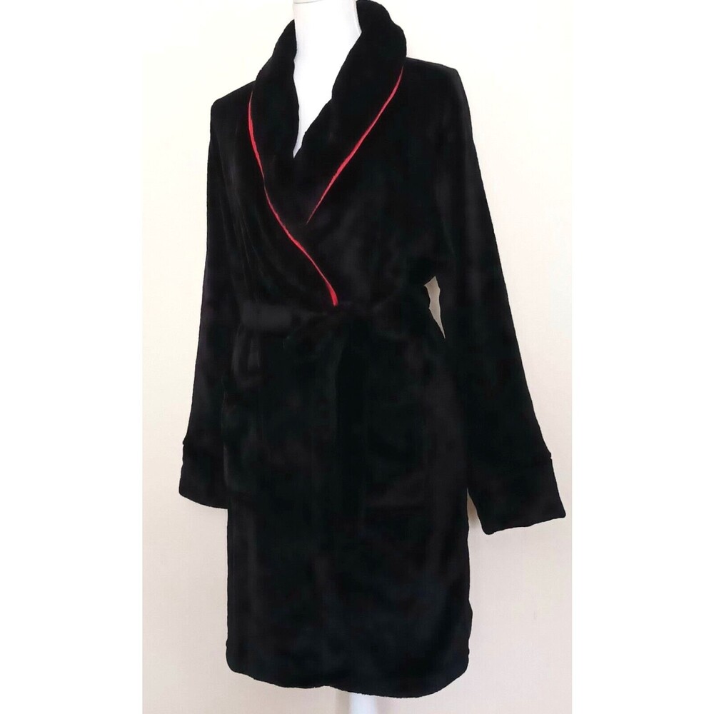 Rae Dunn Hocus Pocus Halloween Soft Blk Velour Belted Robe Sz L Knee Length - Picture 4 of 6